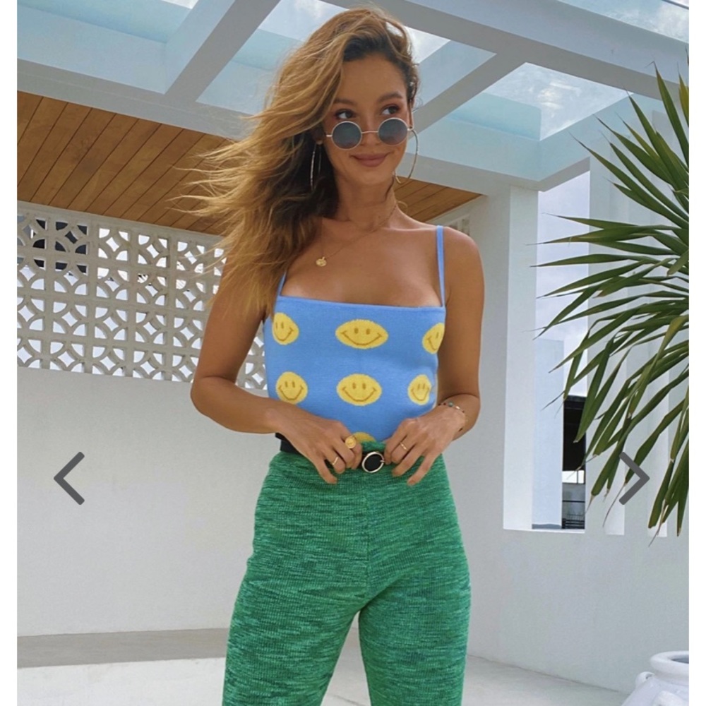 Blue Smiley Face Top